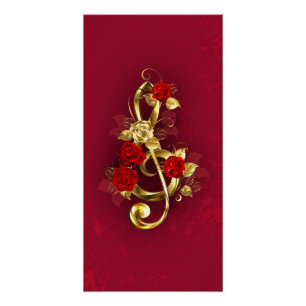 Golden Treble Clef met Rozen bloemen Perfect Poster