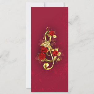 Golden Treble Clef met Rozen bloemen Save The Date
