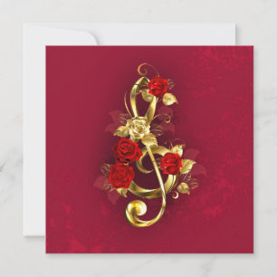 Golden Treble Clef met Rozen bloemen Save The Date