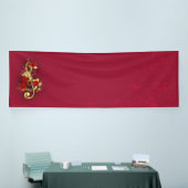 Golden Treble Clef met Rozen bloemen Spandoek (Beurs)