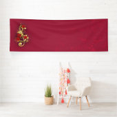 Golden Treble Clef met Rozen bloemen Spandoek (Insitu)