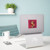 Golden Treble Clef met Rozen bloemen Sticker (Laptop op bureau)