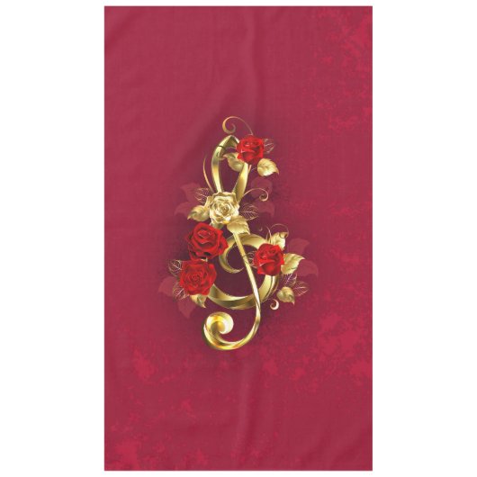 Golden Treble Clef met Rozen bloemen Tafelkleed (Voorkant)