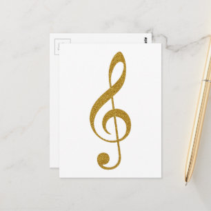 Golden Treble Clef Musical Note Briefkaart