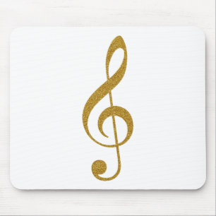 golden treble clef musical note voor haar muismat