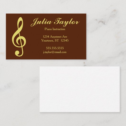 Golden Treble Clef muziekleraar Visitekaartje (Voorkant / Achterkant)