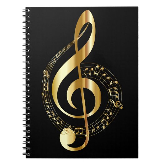 Golden Treble Clef Spiral Notitieboek (Voorkant)