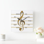 Golden Treble Clef Vierkante Klok (Huis)