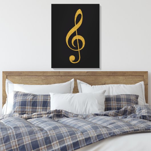 golden treble scous musical note canvas afdruk (Insitu (Slaapkamer))