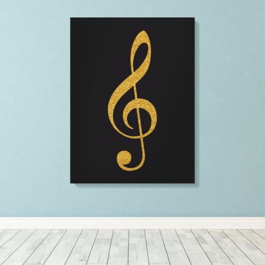 golden treble scous musical note canvas afdruk (Insitu (Houten vloer))