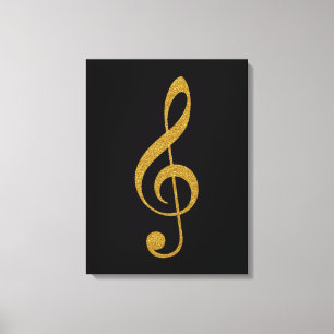 golden treble scous musical note canvas afdruk