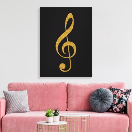 golden treble scous musical note canvas afdruk (Insitu (Woonkamer))