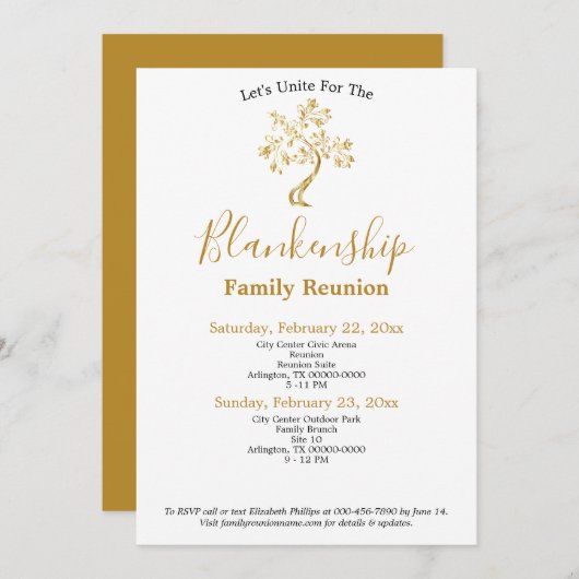 Golden Tree 2-daagse familiereünie Kaart (Voorkant / Achterkant)