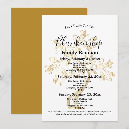 Golden Tree 3-daagse familiereünie bij elkaar Kaart (Voorkant / Achterkant)