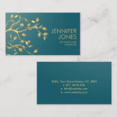 Golden Tree Branch op Blauwgroen Visitekaartje (Voorkant / Achterkant)