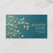 Golden Tree Branch op Blauwgroen Visitekaartje (Voorkant)