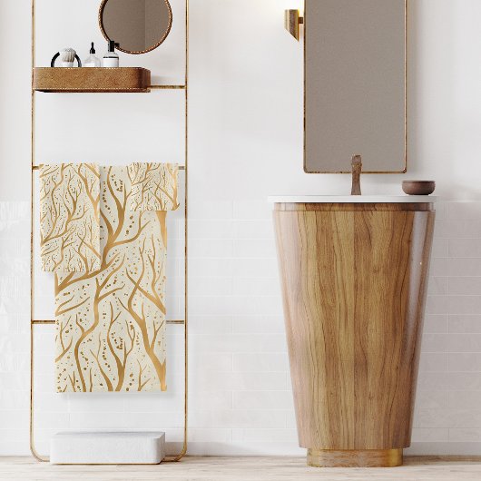 Golden Tree Branches - achtergrondkleur wijzigen Bad Handdoek