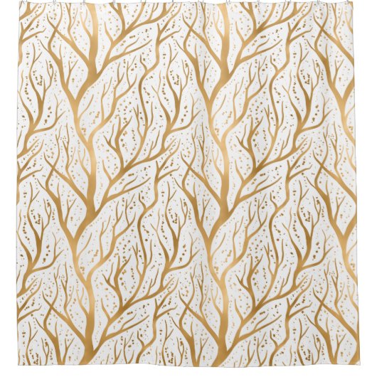Golden Tree Branches - achtergrondkleur wijzigen Douchegordijn (Voorkant)