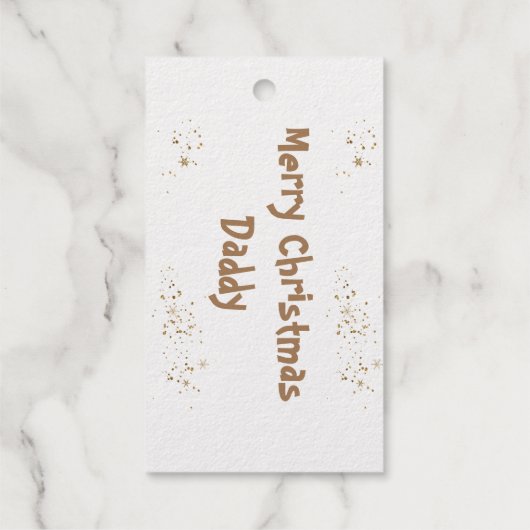 Golden Tree, Deer, Star Merry Kerstpapa Cadeaulabels (Achterkant)