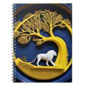Golden tree framing a white lion Notebook Notitieboek (Voorkant)