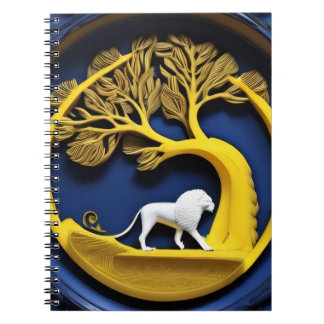 Golden tree framing a white lion Notebook Notitieboek