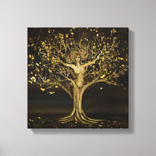 Golden Tree Goddess Canvas Afdruk
