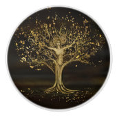 Golden Tree Goddess Keramische Knop (Voorkant)