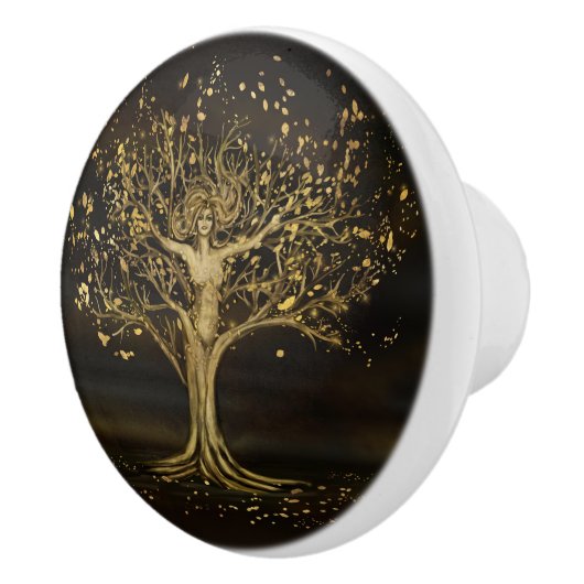 Golden Tree Goddess Keramische Knop (Rechts)