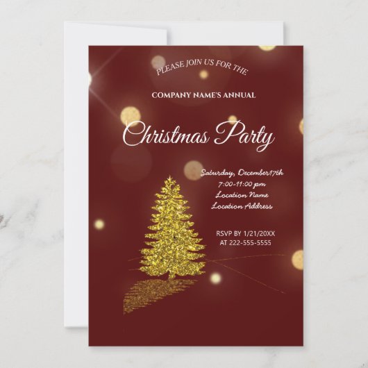 Golden tree, gouden rendieren en Santa Claus Invi Kaart (Voorkant)