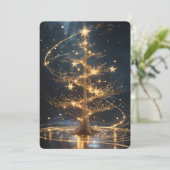 Golden Tree Holiday Greeting Card Feestdagenkaart (Staand voorkant)