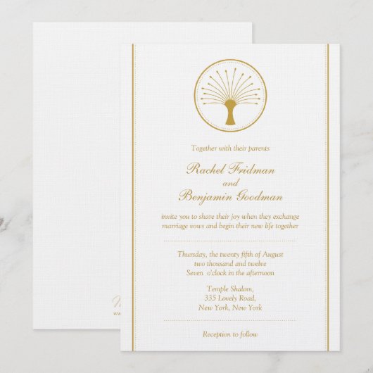 Golden Tree - Joodse bruiloft Kaart (Voorkant / Achterkant)