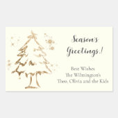 Golden Tree Kerstmis Rechthoekig Gift Label (Voorkant)
