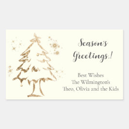 Golden Tree Kerstmis Rechthoekig Gift Label