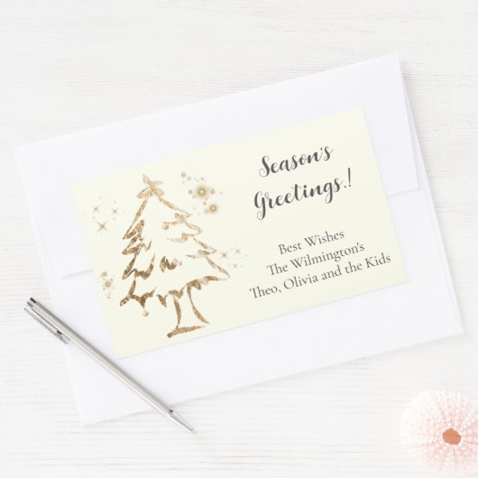 Golden Tree Kerstmis Rechthoekig Gift Label (Envelop)