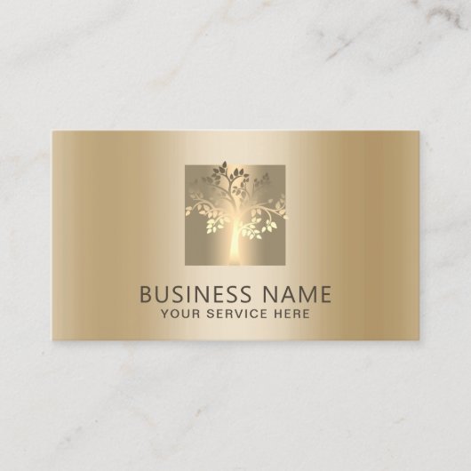 Golden Tree Logo Modern Gold Foil Visitekaartje (Voorkant)