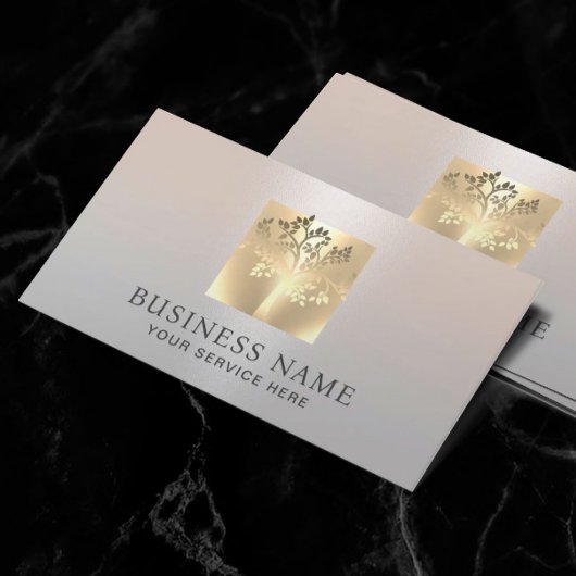 Golden Tree Logo Moderne Zilveren Salon & SPA Visitekaartje