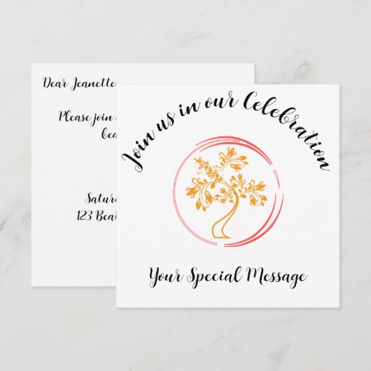 Golden Tree of Life End-of-treatment Party Kaart (Voorkant / Achterkant)