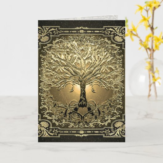Golden Tree of Life Graphic Arts Kaart (Gele Bloem)