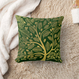 Golden Tree of Life Greenery Foliage Green Stylish Kussen