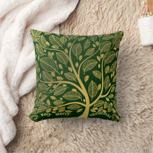 Golden Tree of Life Greenery Foliage Green Stylish Kussen