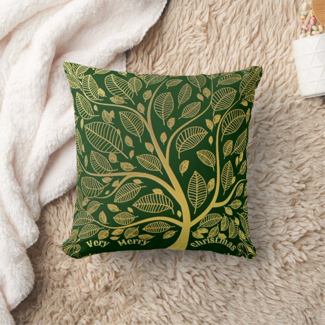 Golden Tree of Life Greenery Foliage Green Stylish Kussen (Deken)