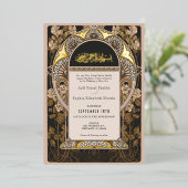  Golden Tree of Life Islamitische bruiloft Folie Uitnodiging (Staand Voorkant)