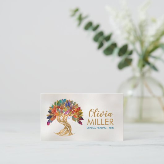 Golden Tree of Life - kleurrijk gebladerte Visitekaartje (Staand voorkant)