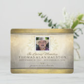 Golden Tree of Life Memorial Service Photo Invite Kaart (Staand voorkant)