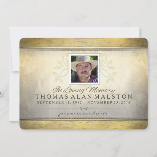 Golden Tree of Life Memorial Service Photo Invite Kaart (Voorkant)