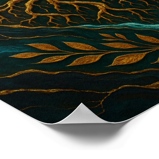 Golden Tree of Life Mystieke Natuur Poster (Hoek)