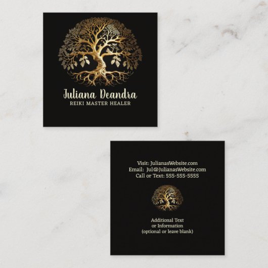 Golden Tree of Life Square Visitekaartje (Voorkant / Achterkant)