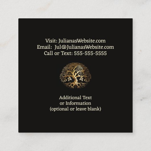 Golden Tree of Life Square Visitekaartje (Achterkant)