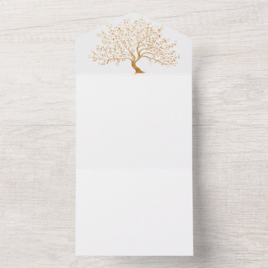 Golden Tree of Life Uitnodiging voor bruiloft (Binnen)