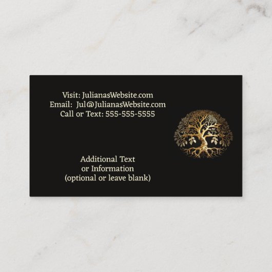 Golden Tree of Life Visitekaartje (Achterkant)